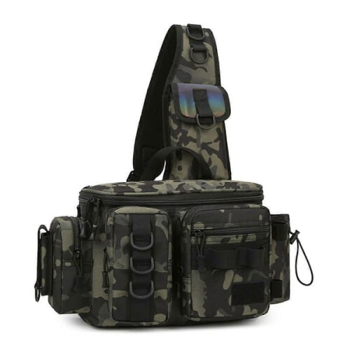 Fishing backpack with bait box and rod holder