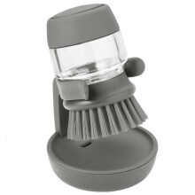 Dish Brush with Detergent Container Gray