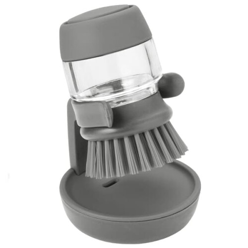 Dish Brush with Detergent Container Gray