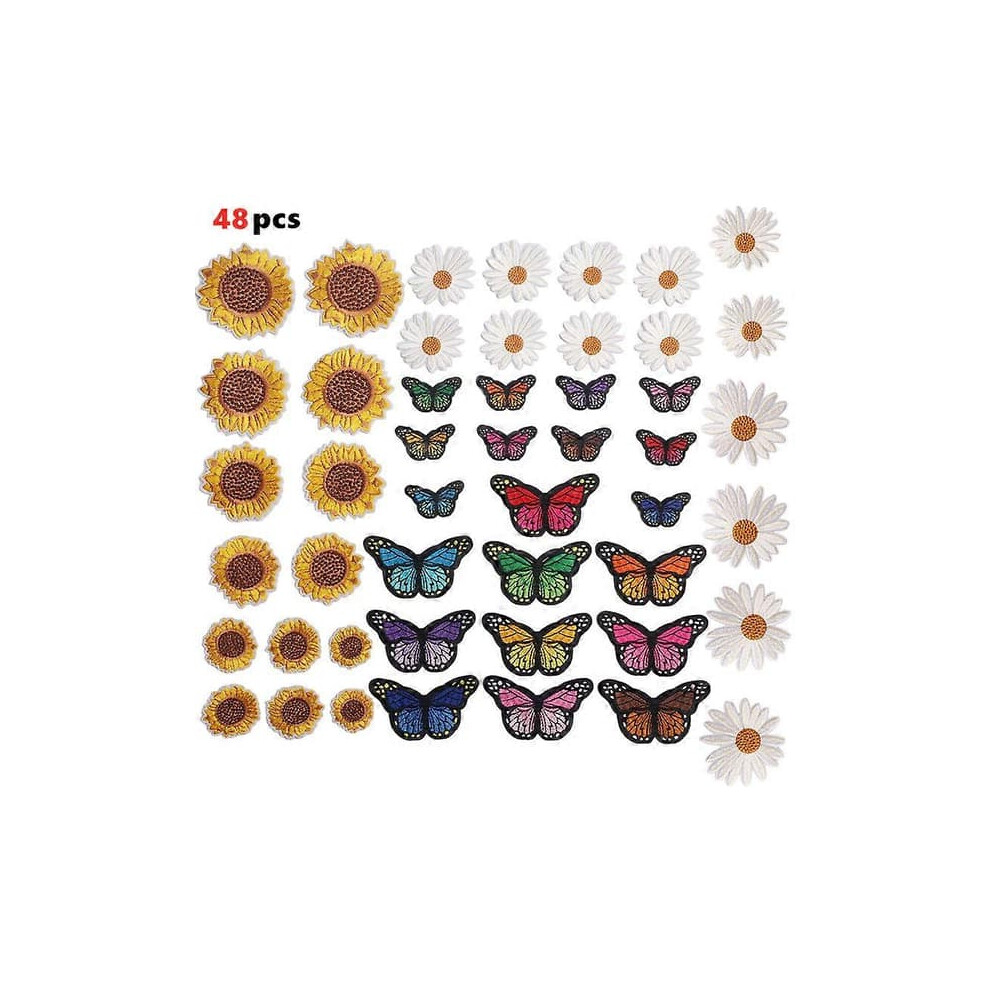 Butterfly Flower Embroidery Patches Iron-On 48 Pcs 962125288827