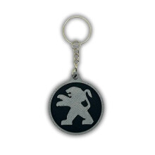 Peugeot keychain emblem gray metal key ring