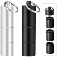 2er-Pack Pillendosen aus Aluminium, tragbare, wasserdichte Pillenbox für den täglichen Gebrauch, 3 Fächer, Metall-Pillendosen für die Reise