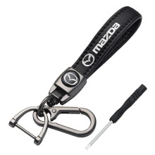 Leather Mazda keychain set travel premium clip lanyard 1 pc