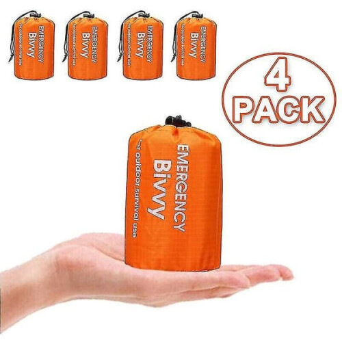 Emergency Thermal Sleeping Bag Outdoor Waterproof 4-Pack