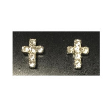 Magnetic Cross Earrings Silver with Stones