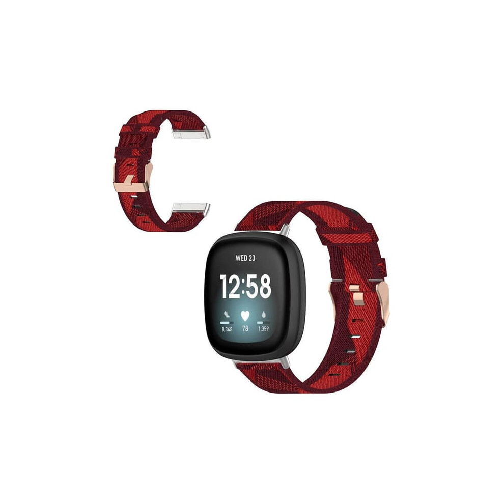 Fitbit Sense Versa 3 Stainless Steel Watch Band Stripes Red 962125301496