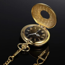Vintage Herren-Taschenuhr aus Goldstahl mit Kette