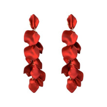 Lange Acryl-Ohrringe mit Rosenblütenmotiv für Damen und Mädchen, Rot