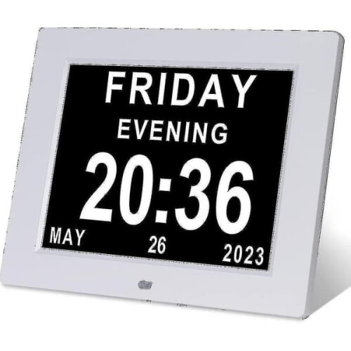 Dementia clock for seniors with large digital display, day