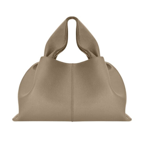 Polene lychee leather cloud shoulder bag grey