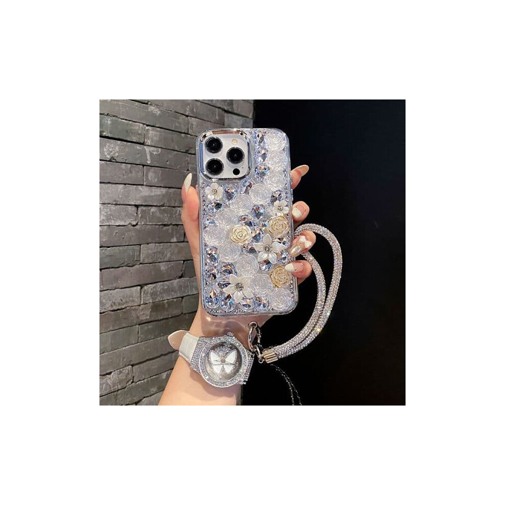 Iphone 11 Pro Max Case With Diamond Rose Flower And Bracelet 962029272700