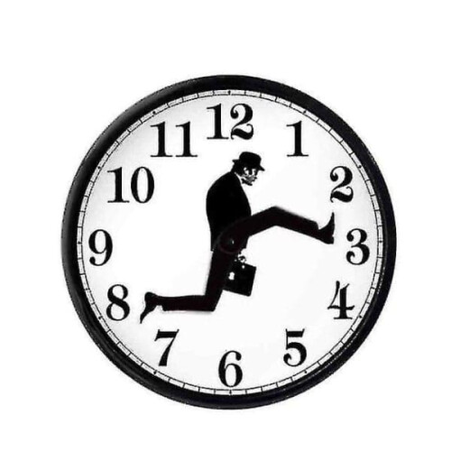 Monty Python Walking Wall Clock Silent 12-inch