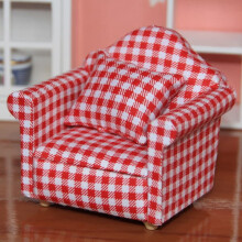 Sillón estilo campestre, mini sofá para casa de muñecas, sofá miniatura y conjunto de muebles de madera de simulación, regalo favorito de las
