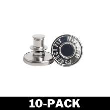 Sew-Free Trouser Buttons Silver Adjustable 10-Pack