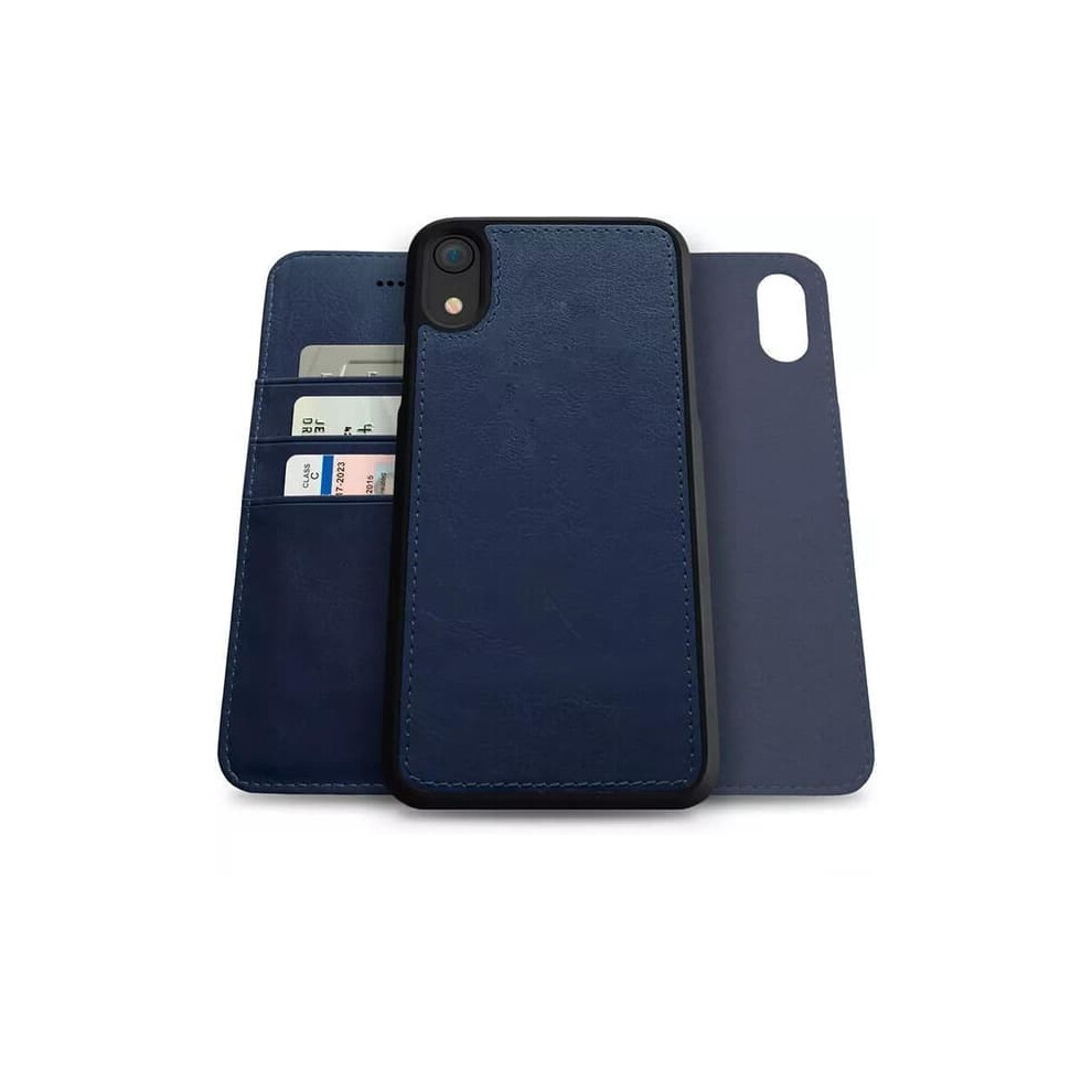 Leather Wallet Case For Iphone 14 With Removable Magnet Blue 962029599890