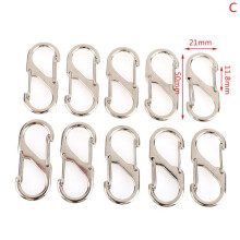 Stainless Steel S-Type Carabiner with Lock 10 pcs 51mm