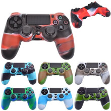 Siliconen hoesje/bescherming voor PS4-controller - Camouflage meerkleurig 7. Blauw/groen