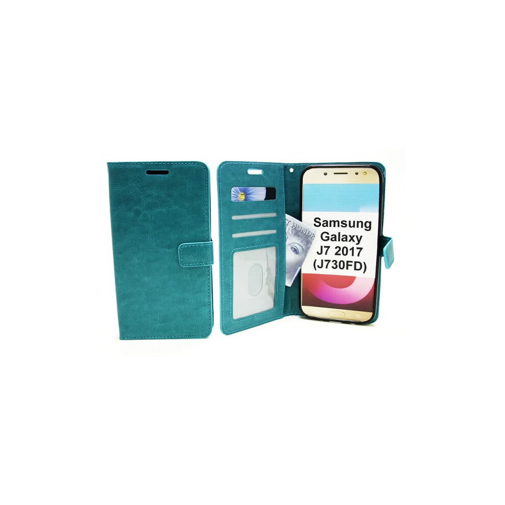 Crazy Horse Wallet For Samsung Galaxy J7 2017 Turquoise 962029609704