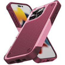 iPhone 16 Pro case PC and TPU shockproof pink dark red