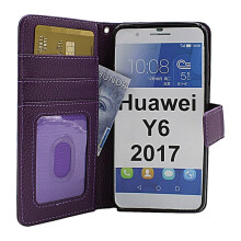 Nueva funda tipo cartera con soporte compatible con Huawei Y6 2017 (MYA-L41) Morado