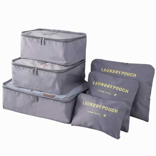 Suitcase Bag Insert Gray 6-Pack Travel Organizer