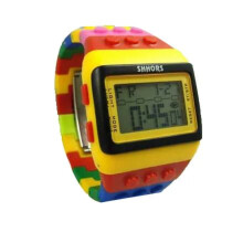SHHORS women's LED digital watch plastic rainbow design