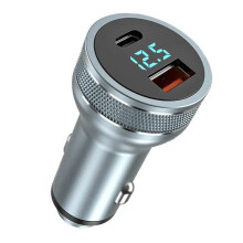 Fast Charger PD Type-C and QC 3.0 Car Adapter Silver