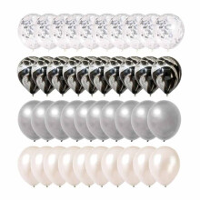 Confetti Balloons White Black Silver 40-pack