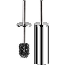 Toilet Brush and Holder Stainless Steel Silver