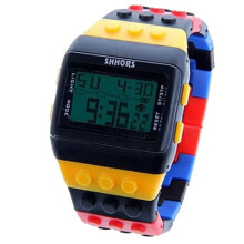 SHHORS women's LED digital watch rainbow plastic 12