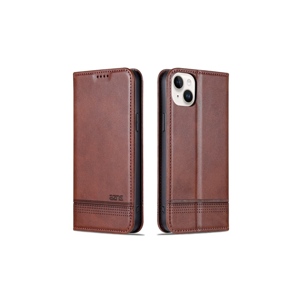 Iphone 15 Wallet Case Leather Dark 3-Card Slots Brown 962029599364
