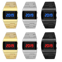 Men's LED Digital Watch Black Stainless Steel