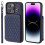 Capa para iPhone 15 Pro Max compatível com bloqueio RFID, revestida em couro PU e TPU, com alça de pulso azul. 1