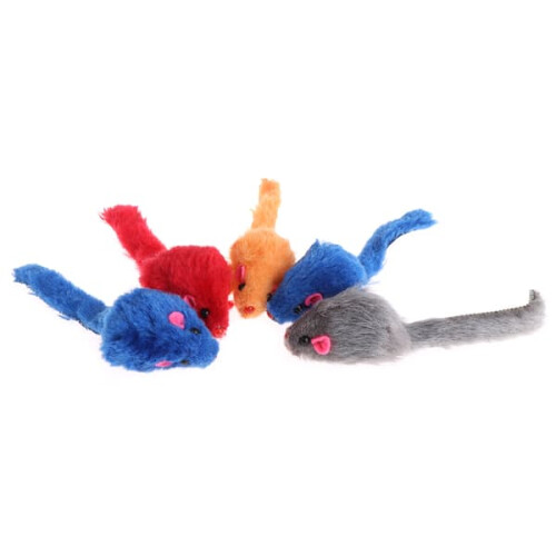 Plush Mouse Toy for Cats Bright Colors 5 Pack