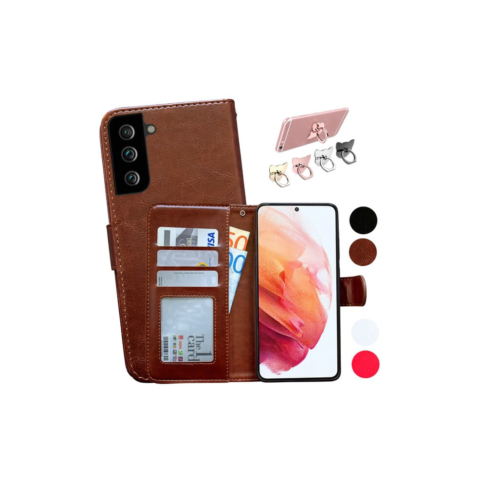 5G Leather Case For Samsung Galaxy S22 Brown 962029607229