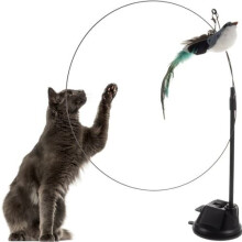 Cat toy on stick with suction cup black