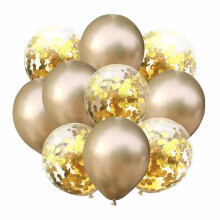 Gold Metallic Confetti Balloons Birthday 10-pack