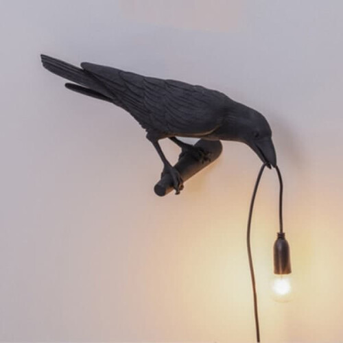 Seletti Bird Wall Lamp Black White Resin Left