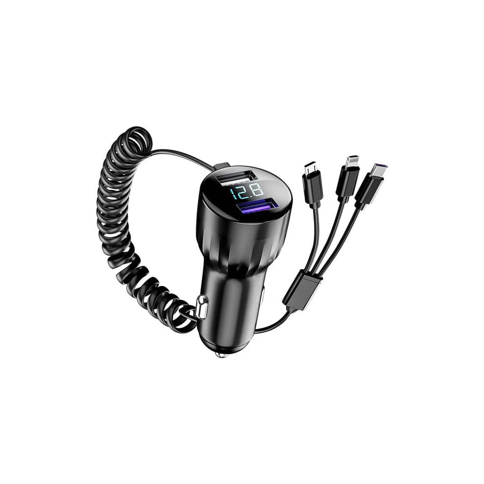 Digital Car Charger 100W 3 Usb Ports With Cable 962029286264