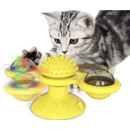 Cat windmill puzzle toy with whirling turntable