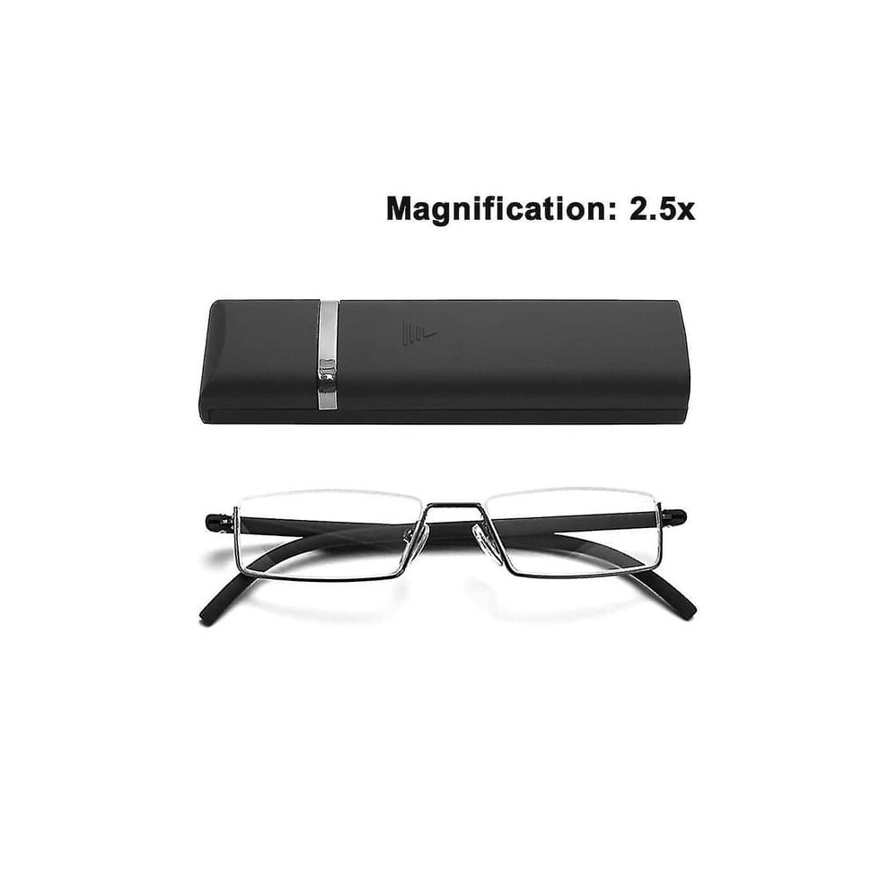 Half-Frame Reading Glasses Clear Lens 2.5 Red 962029280675