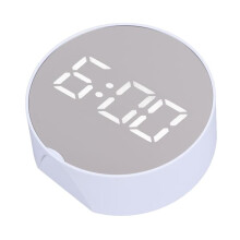 Digital Mirror Clock White Round LED Display 12-inch
