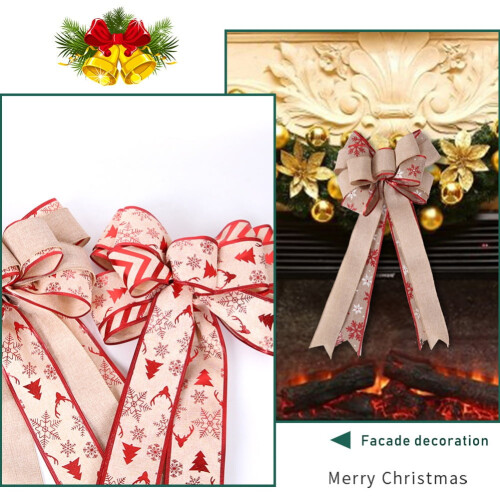 Christmas Tree Topper Bow Red Stripe 18 Inch 2