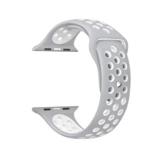 Ag luí le Apple Watchle Apple Watch4 - 44mm - Strap Silicone Stylish HUTECHs Liath/Bán L