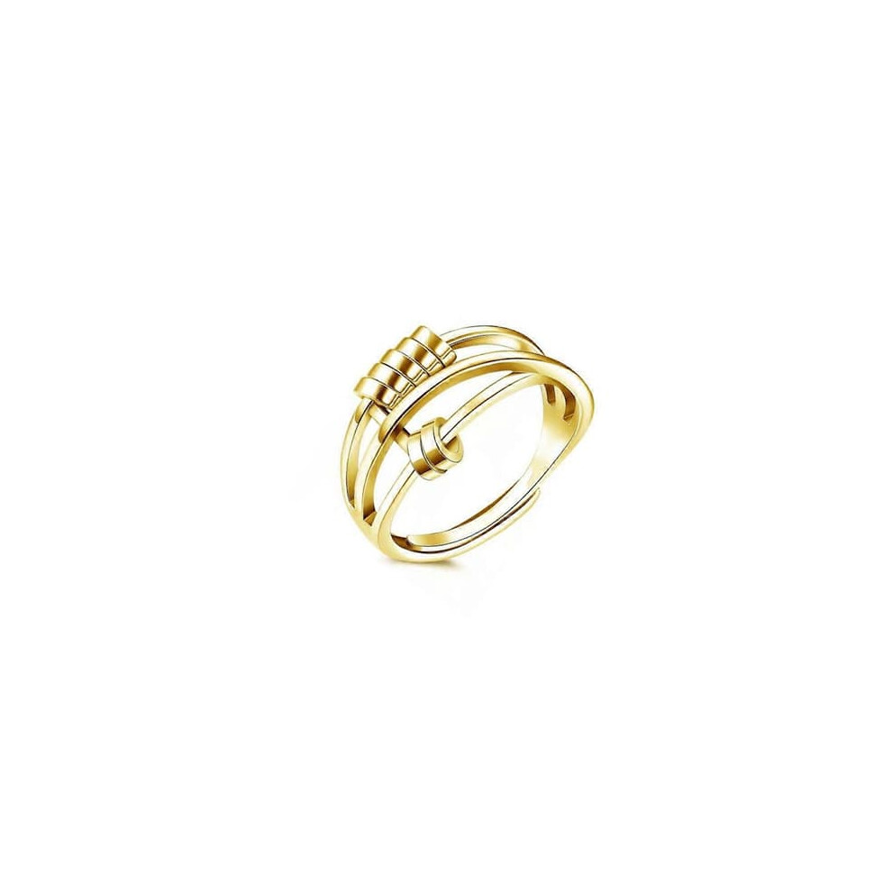 Gold Beaded Fidget Ring Adjustable Stackable