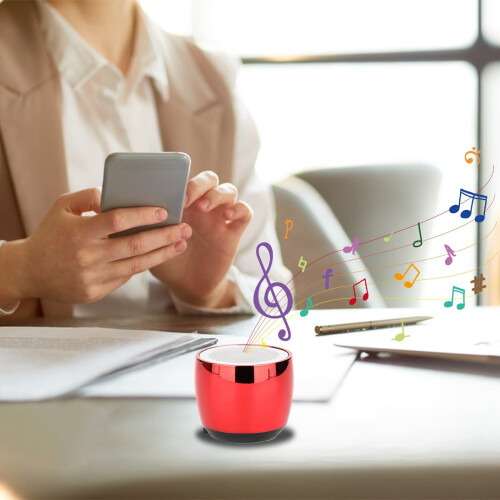 Φορητό ηχείο Bluetooth PAVEOS3W, κόκκινο μεταλλικό μίνι ηχείο για οικιακή και εξωτερική 2