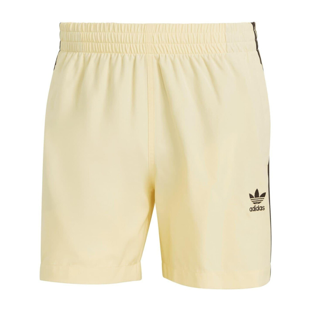 Adidas (Xs, Yellow/Black) Mens Originals 3 Stripes Swim Shorts