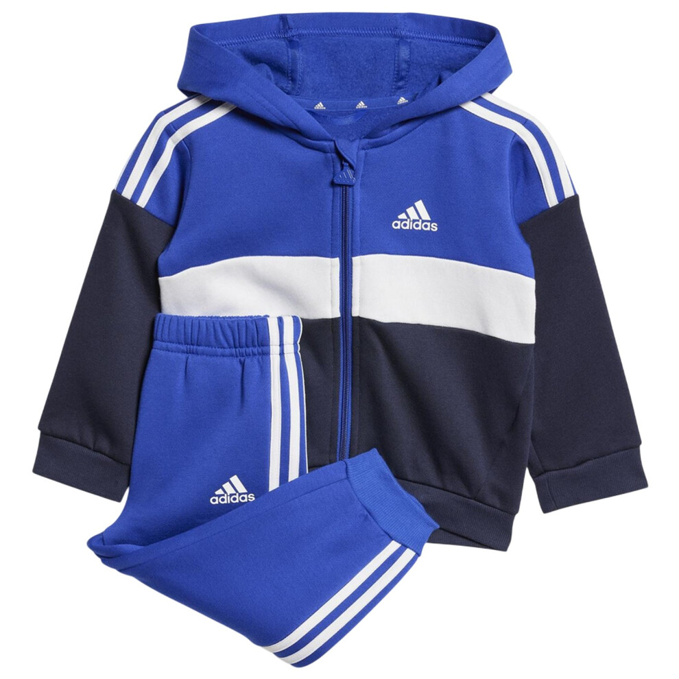 Adidas (6-9 Months, Blue/Grey) Toddler Fleece 3 Stripes Tracksuit