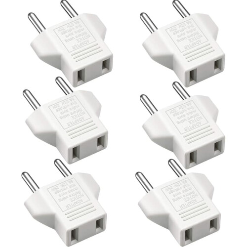 US to EU Adapter 2-Pin 6-Pack
