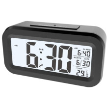 Black Digital Alarm Clock with Light Wake-Up and Large